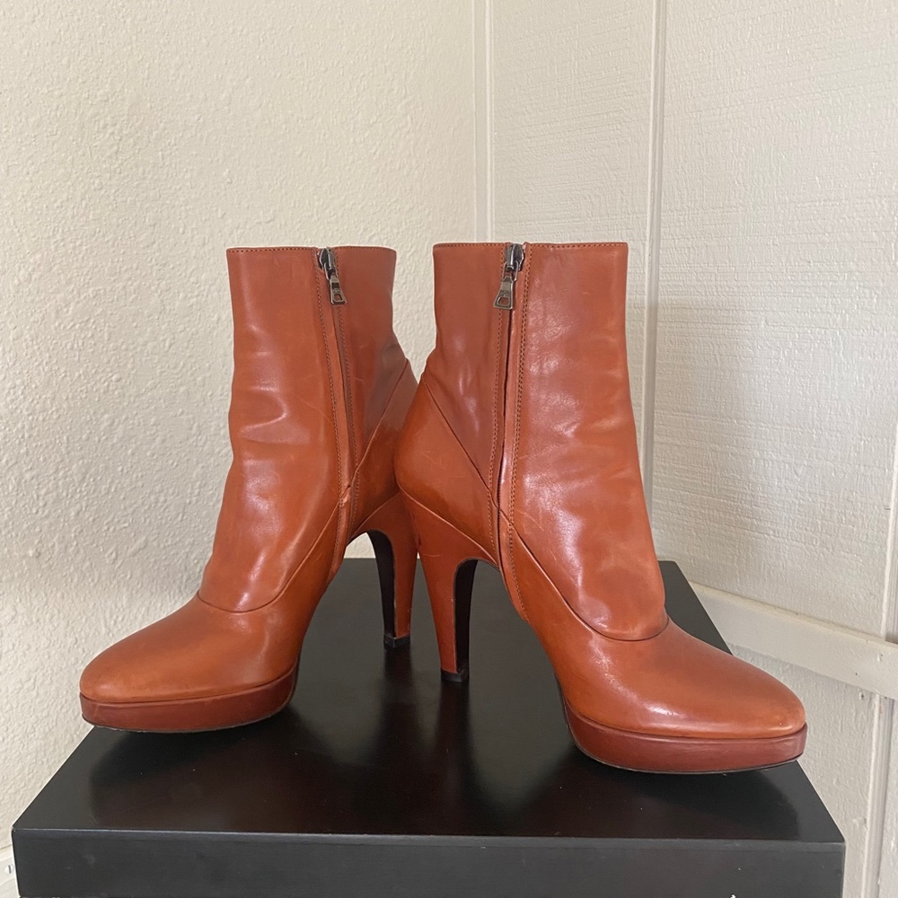 Prada Leather Brown Ankle Boots